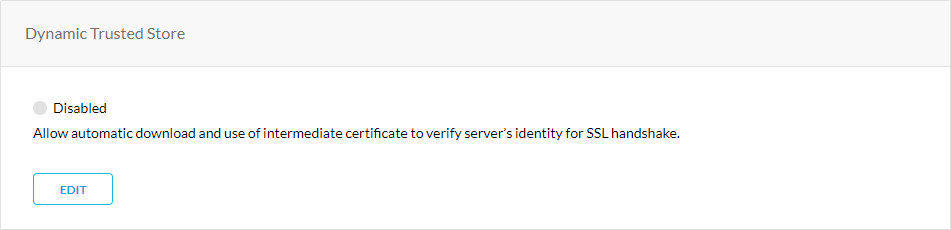 The Dynamic Trusted Store section on the Configuration page.