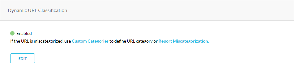 The Dynamic URL Classification section on the Configuration page.