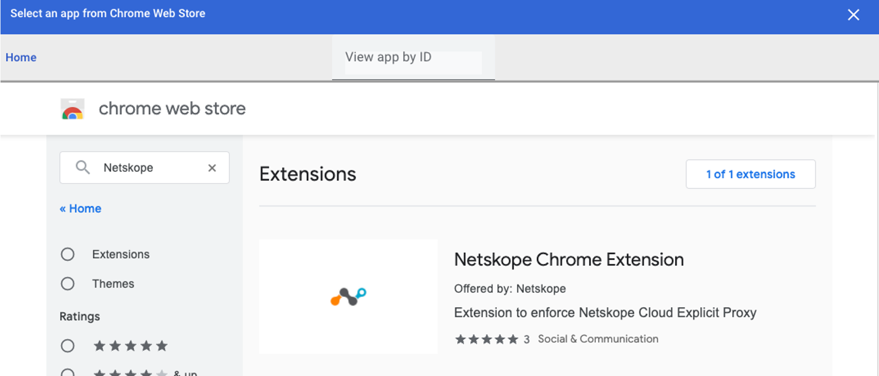 The Netskope Chrome Extension in the Chrome Web Store.