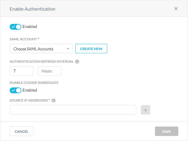 The Enable Authentication window for Forward Proxy.