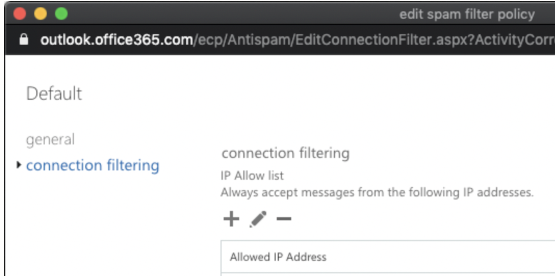 connection filtering for Outlook in Office 365.