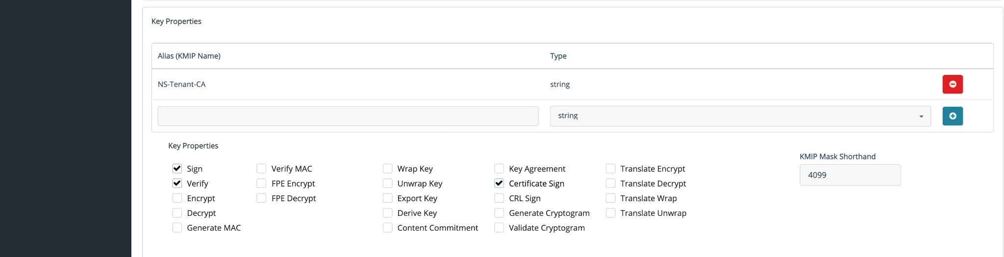 The Key Â­Properties section in CipherTrust Manager.