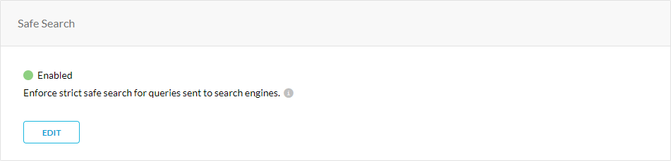 The Safe Search section on the Configuration page.